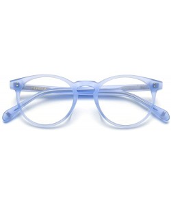 Round Acetate Polarized Sunglasses Women Round Transparent Sun Glasses 9113 - Blue Glasses Frame - CK194N6O4K6 $17.91
