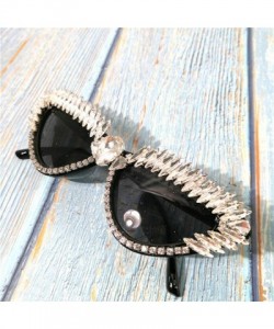 Oval Bling Bling Crystal Cat Sunglasses Women UV Protection Brand Designer Handmade Sunglasses - Black - C418U6TCTLR $15.95