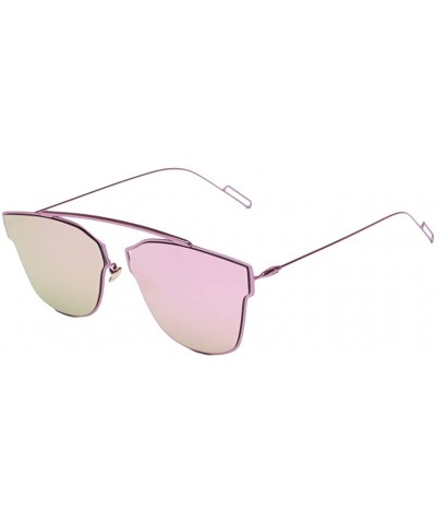 Aviator Retro Vintage Mirrored Aviator Sunglasses Metal Frame Classic Style 58mm - Pink/Pink - CM12E88246T $26.92