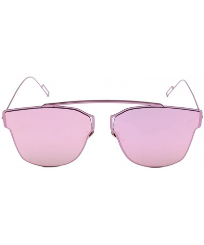 Aviator Retro Vintage Mirrored Aviator Sunglasses Metal Frame Classic Style 58mm - Pink/Pink - CM12E88246T $14.31