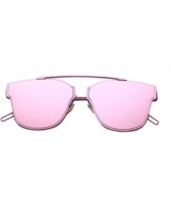 Aviator Retro Vintage Mirrored Aviator Sunglasses Metal Frame Classic Style 58mm - Pink/Pink - CM12E88246T $14.31