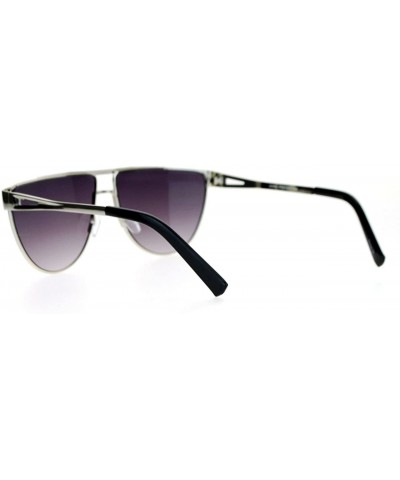 Aviator Unisex Fashion Sunglasses Flat Top Metal Frame Trendy Designer - Silver - CT12EGM8HV3 $10.41
