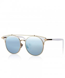 Round Fashion Sunglasses Mirrored Standard Protection - Clear Lens With Ice Blue Coating - CP187EYTRC0 $9.47