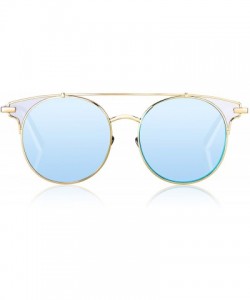 Round Fashion Sunglasses Mirrored Standard Protection - Clear Lens With Ice Blue Coating - CP187EYTRC0 $9.47