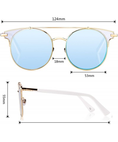 Round Fashion Sunglasses Mirrored Standard Protection - Clear Lens With Ice Blue Coating - CP187EYTRC0 $9.47