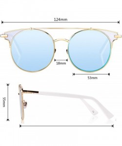 Round Fashion Sunglasses Mirrored Standard Protection - Clear Lens With Ice Blue Coating - CP187EYTRC0 $9.47