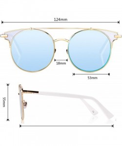 Round Fashion Sunglasses Mirrored Standard Protection - Clear Lens With Ice Blue Coating - CP187EYTRC0 $9.47