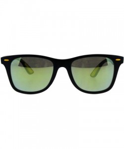 Square Classic Square Horn Rim Unisex Sunglasses Matte Black Mirrored Lens UV 400 - Black Yellow (Yellow Mirror) - C618IC87OY...