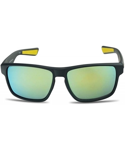 Square Classic Square Mirrored Wrap Around Sport Keyhole Soft Tip Sunglasses - Matte Black Frame - C118UEDGSUR $10.56