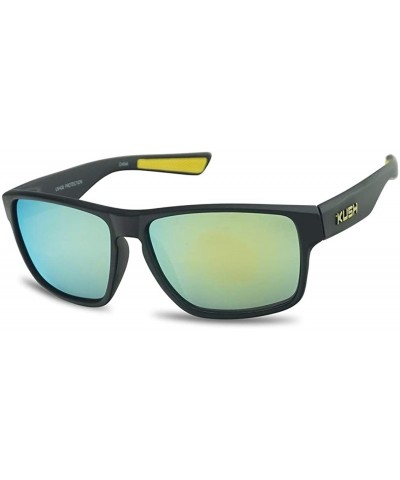 Square Classic Square Mirrored Wrap Around Sport Keyhole Soft Tip Sunglasses - Matte Black Frame - C118UEDGSUR $10.56