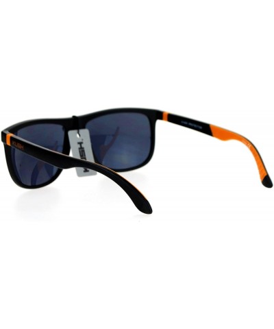 Wayfarer Matte Soft Rubber Arm Thin Plastic Horned Mens Sunglasses - Orange - C512DST6DDT $9.23