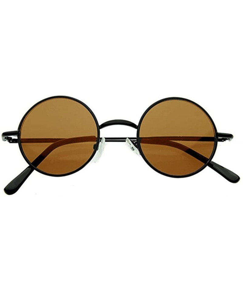 Round Lennon Round Circle Glasses Color Lens Men Women Retro Fashion - Black/Amber - C717YIA05QT $7.70