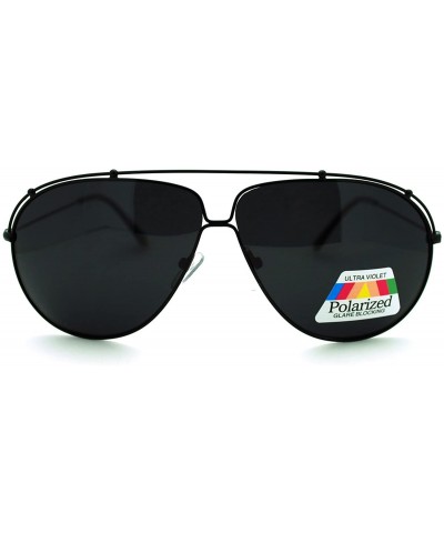Aviator Polarized Sunglasses Unique Arched Top Aviators Thin Lite Metal Frame - Black - CG186I55SR4 $9.94
