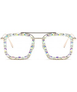 Round Stylish Round Pearl Decor Sunglasses UV Protection Metal Frame - Transparent01424 - CD18Q36ID89 $14.05