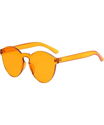 Round Rimless Tinted Sunglasses Transparent Candy Color Glasses - Orange - CK18Q9RGSED $12.03