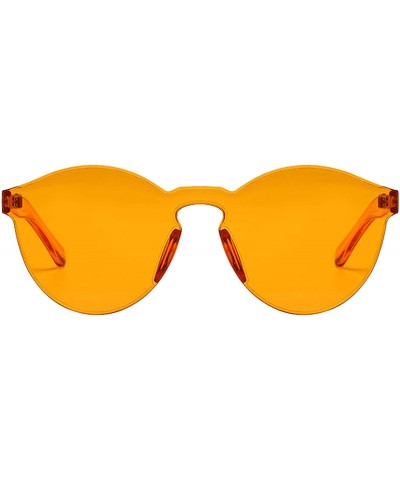 Round Rimless Tinted Sunglasses Transparent Candy Color Glasses - Orange - CK18Q9RGSED $12.03