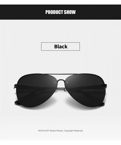Aviator Polarized Aviator Sunglasses for Men Driving Fishing UV Protection - Black - CI18Y0UZUEH $12.48