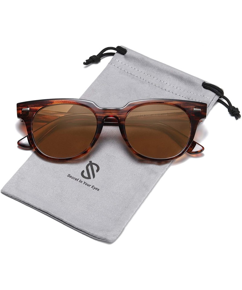 Round Square Polarized Sunglasses for Men and Women MEMORIES SJ2075 - C4 Brown Frame/Brown Lens - C618TA8S96I $13.23