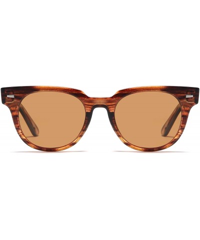 Round Square Polarized Sunglasses for Men and Women MEMORIES SJ2075 - C4 Brown Frame/Brown Lens - C618TA8S96I $13.23