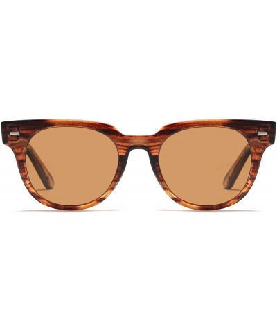 Round Square Polarized Sunglasses for Men and Women MEMORIES SJ2075 - C4 Brown Frame/Brown Lens - C618TA8S96I $13.23
