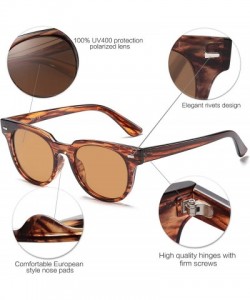 Round Square Polarized Sunglasses for Men and Women MEMORIES SJ2075 - C4 Brown Frame/Brown Lens - C618TA8S96I $13.23