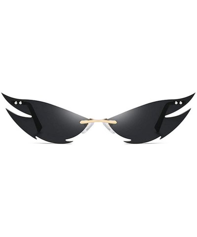 Oval New Rimless Sunglasses Women Fashion Vintage Unique Cat Sun Glasses Female Red Black Mirror Shades UV400 - CK198KSMEYO $...