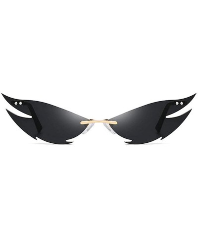 Oval New Rimless Sunglasses Women Fashion Vintage Unique Cat Sun Glasses Female Red Black Mirror Shades UV400 - CK198KSMEYO $...
