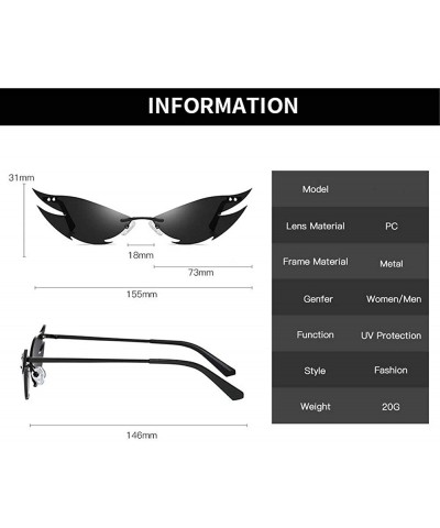 Oval New Rimless Sunglasses Women Fashion Vintage Unique Cat Sun Glasses Female Red Black Mirror Shades UV400 - CK198KSMEYO $...