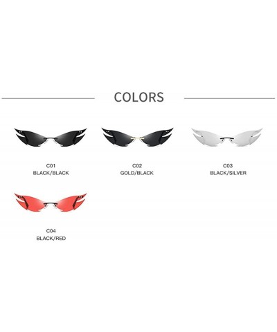 Oval New Rimless Sunglasses Women Fashion Vintage Unique Cat Sun Glasses Female Red Black Mirror Shades UV400 - CK198KSMEYO $...