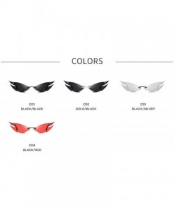 Oval New Rimless Sunglasses Women Fashion Vintage Unique Cat Sun Glasses Female Red Black Mirror Shades UV400 - CK198KSMEYO $...