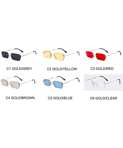 Oversized Fashion RimlSunglasses Women Vintage Ladies Transparent Lens Sun Glasses Rectangle UV400 O94 - C1 Gold-grey - CF198...