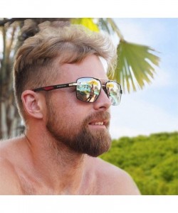 Rimless Aluminum Men's Sunglasse Polarized Lens Red Sun Glasses Coating Mirror Glasses - Gun Gray - CM194OQY4ML $27.61