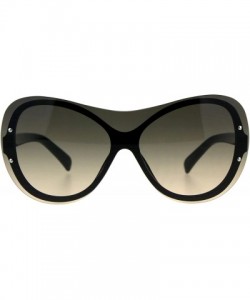 Rimless Womens Oversize Shield Butterfly Exposed Lens Rimless Sunglasses - Black Beige Smoke - CS18CX8DL4M $10.91