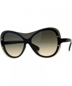 Rimless Womens Oversize Shield Butterfly Exposed Lens Rimless Sunglasses - Black Beige Smoke - CS18CX8DL4M $10.91