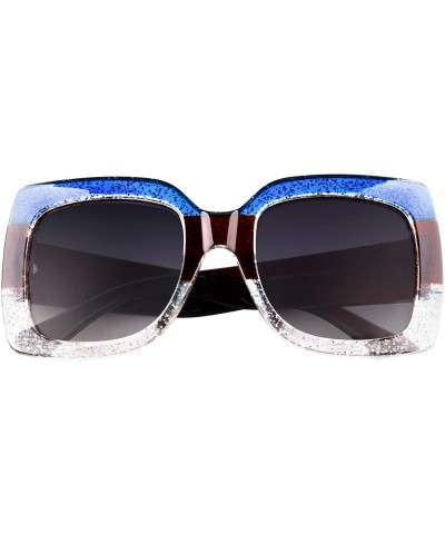 Square Women Oversized Square Frame Sunglasses Multiple Tinted Glitter Designer Inspired Stylish Shades S904 - CT18D4OWGOG $2...