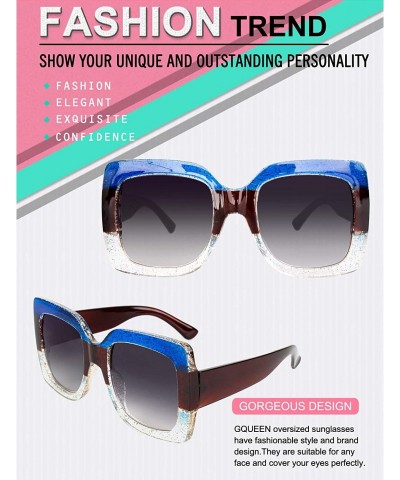 Square Women Oversized Square Frame Sunglasses Multiple Tinted Glitter Designer Inspired Stylish Shades S904 - CT18D4OWGOG $1...