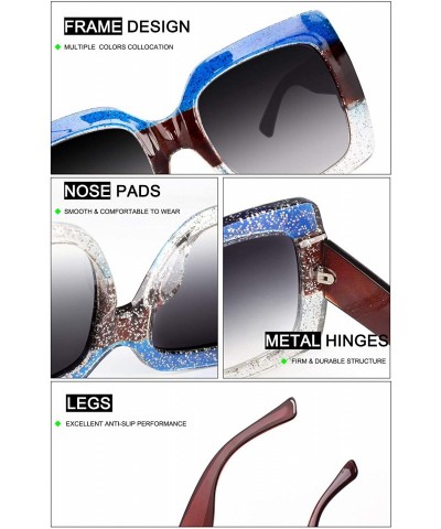 Square Women Oversized Square Frame Sunglasses Multiple Tinted Glitter Designer Inspired Stylish Shades S904 - CT18D4OWGOG $1...