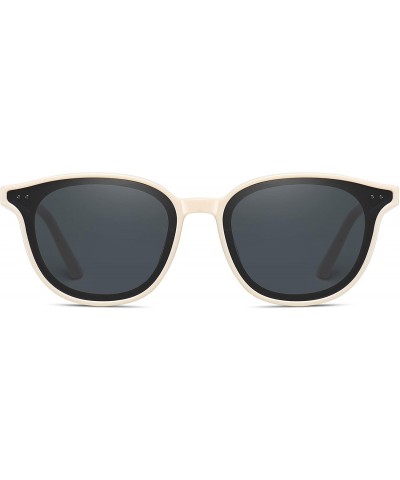 Square Vintage Polarized Sunglasses for Women 100% UV Protection Classic Style - Beige - CF190GMX6ZG $12.92