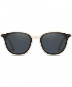 Square Vintage Polarized Sunglasses for Women 100% UV Protection Classic Style - Beige - CF190GMX6ZG $12.92
