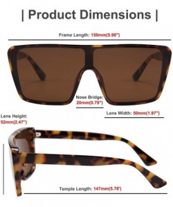 Oversized Oversize Siamese Lens Sunglasses Women Men Flat Top Fashion Shades - Leopard - CV194AI00YQ $15.97
