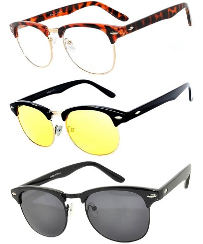 Rimless Half Frame Horned Rim Sunglasses Fashion UV Protection Brand - Half_frame_3p_mix_1e - C417X3O6895 $10.83
