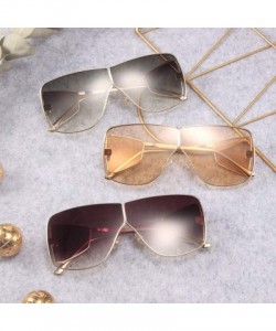 Goggle Square Shield Sunglasses Summer Style Fashion Women Large Size Sun Glasses Designer Brand Luxury - C1 Green Grey - C41...