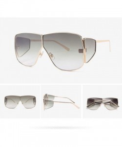 Goggle Square Shield Sunglasses Summer Style Fashion Women Large Size Sun Glasses Designer Brand Luxury - C1 Green Grey - C41...