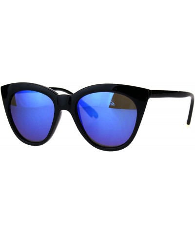 Cat Eye Womens Cat Eye Horned Tip Gothic Large Chic Diva Plastic Sunglasses - Black Blue - CZ184LA9YHA $11.30