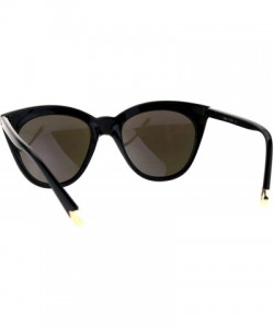 Cat Eye Womens Cat Eye Horned Tip Gothic Large Chic Diva Plastic Sunglasses - Black Blue - CZ184LA9YHA $11.30