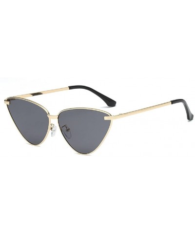 Sport Cateye Metal Frame Women Sunglasses Oversized Flat Mirrored Lens Shades - Dark Grey - C318CIDIA3R $21.61