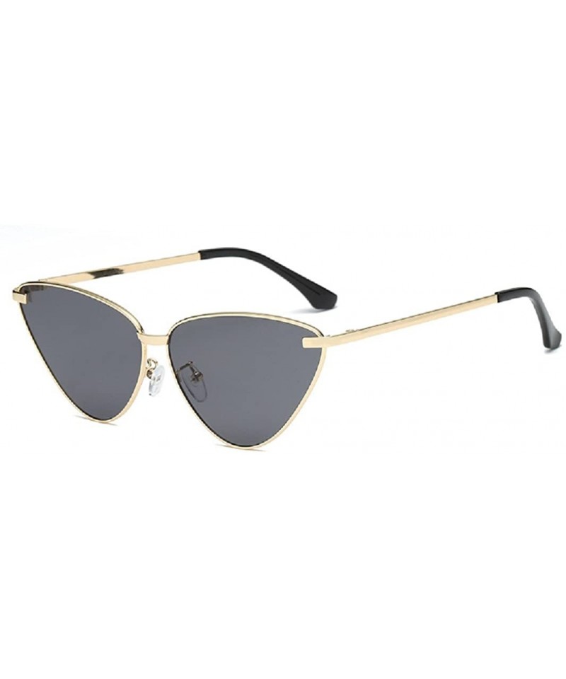 Sport Cateye Metal Frame Women Sunglasses Oversized Flat Mirrored Lens Shades - Dark Grey - C318CIDIA3R $18.01