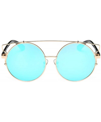 Round Women Men Vintage Round Metal Frame Glasses Unisex Fashion Mirror Lens Sunglasses - C - CI18SX7N4R5 $9.32