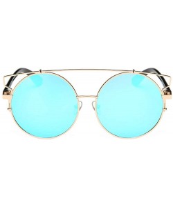 Round Women Men Vintage Round Metal Frame Glasses Unisex Fashion Mirror Lens Sunglasses - C - CI18SX7N4R5 $9.32