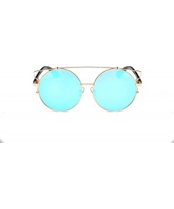 Round Women Men Vintage Round Metal Frame Glasses Unisex Fashion Mirror Lens Sunglasses - C - CI18SX7N4R5 $9.32